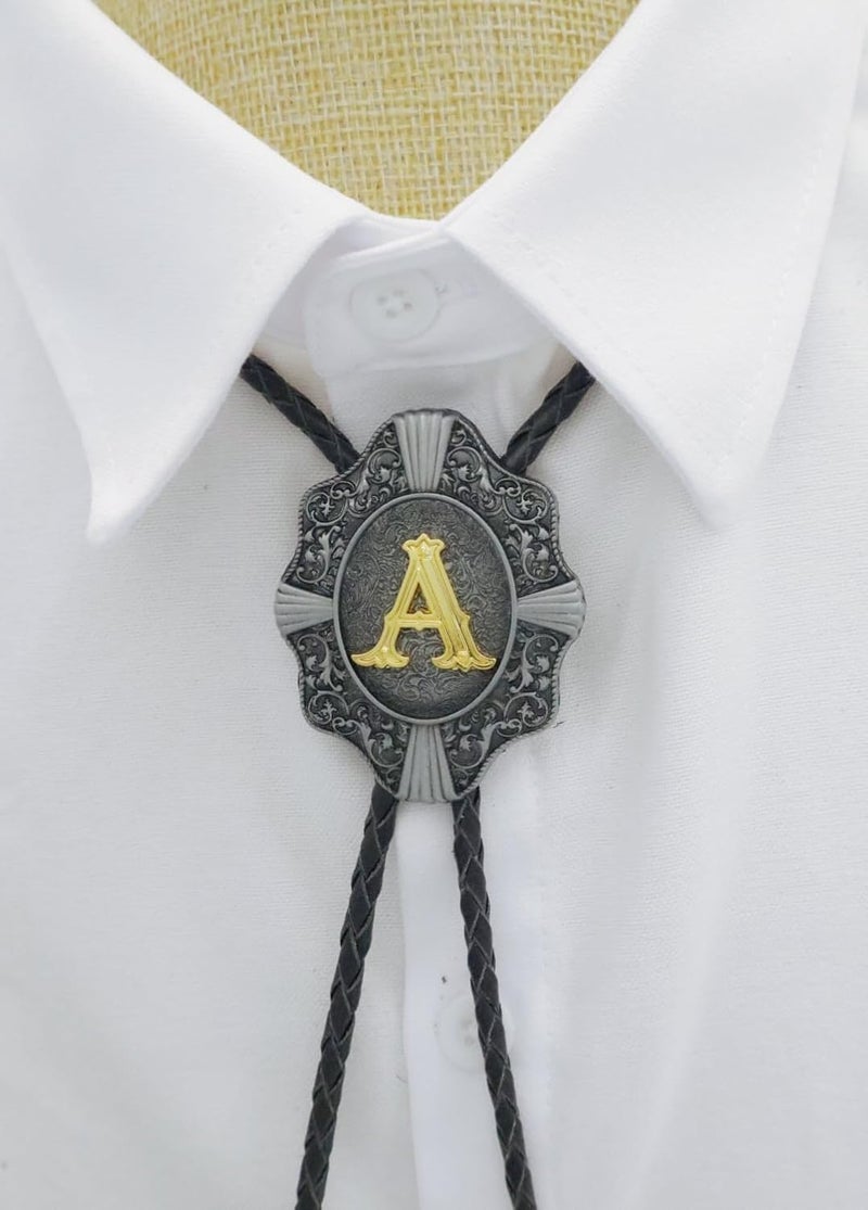 KECOL Western Letter Bolo Tie Cowboy Aalphabet A to Z Neckties Necklace for Men Women - Image 3